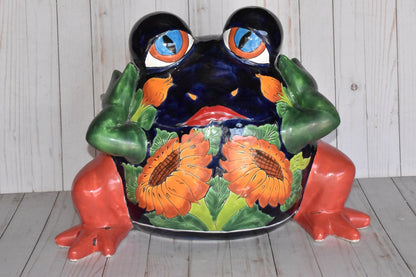 Talavera Ceramics Flirt Frog Flowerpots