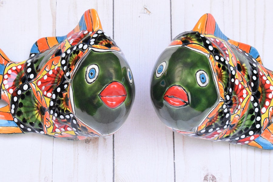 Ceramic Koi Fish, Talavera Pottery, Handmade in Mexico, Fish Figurine Home Decor, Garden or Porch Decor, discount Yard Art, Gift for Fish Lovers