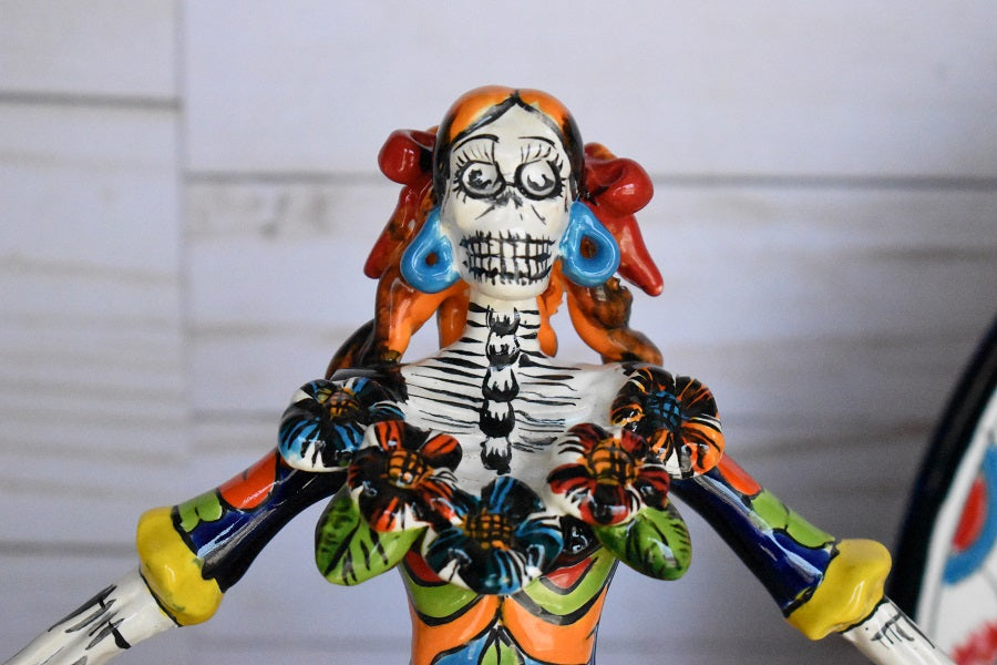 Statue Ballerina store Dancer Dress Hand Painted Mexican Ceramic Figure Pottery Day of