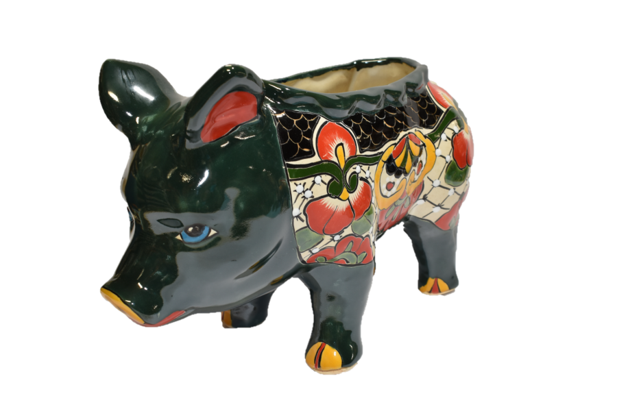 PIG PLANTER HANDCRAFTED IN TALAVERA MAYAN DESIGN