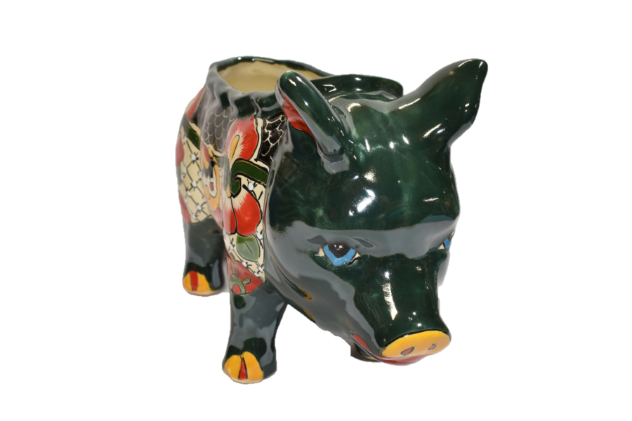 PIG PLANTER HANDCRAFTED IN TALAVERA MAYAN DESIGN