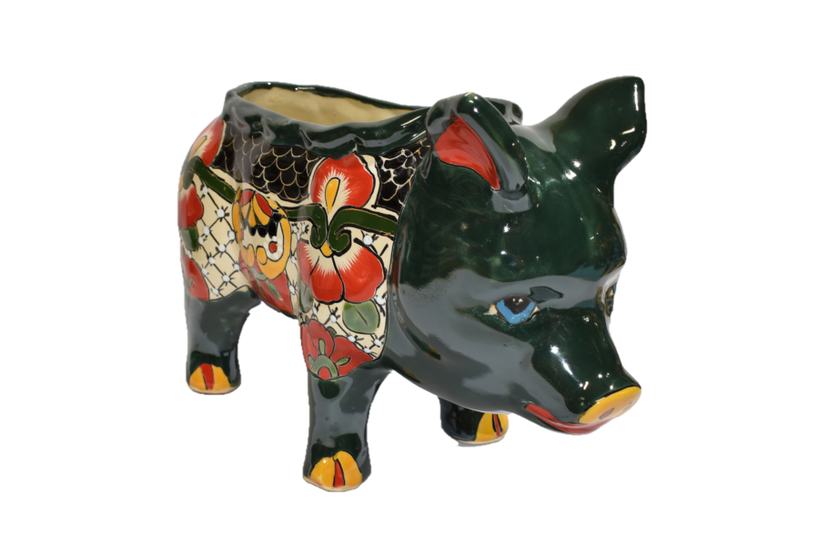 PIG PLANTER HANDCRAFTED IN TALAVERA MAYAN DESIGN