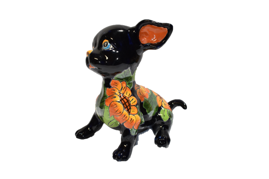 Sitting Sunflower Chihuahua Puppy Handmade Mexican Pottery – Sol De 