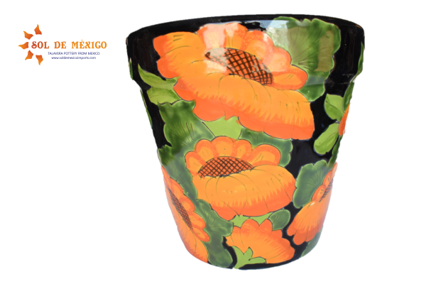 Ceramic flowerpot, Classic Sunflower Design